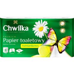 Chwilka papier toaletowy 3-war. 15m, 8 rolek rumiankowy