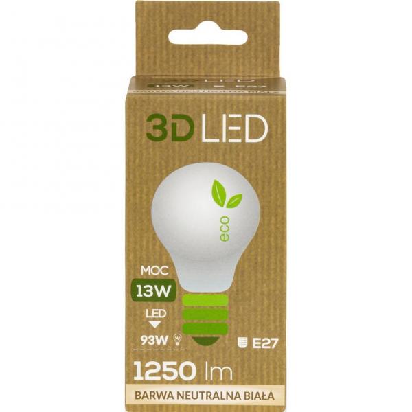 3D LED żarówka E-27 13W neutralna biała
