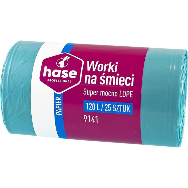 Hase worki LDPE 120L 25szt. niebieskie