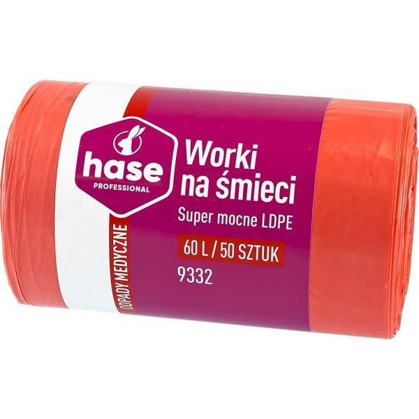 Hase worki LDPE 60l 50 szt. czerwone