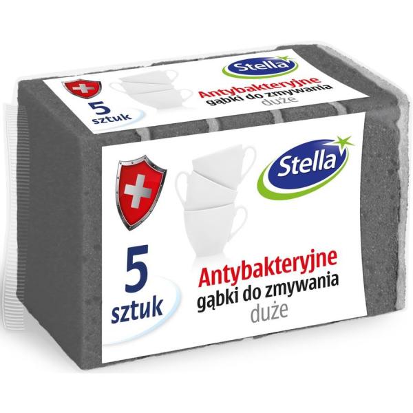 Stella antybakteryjna gąbka do zmywania 5 sztuk duża
