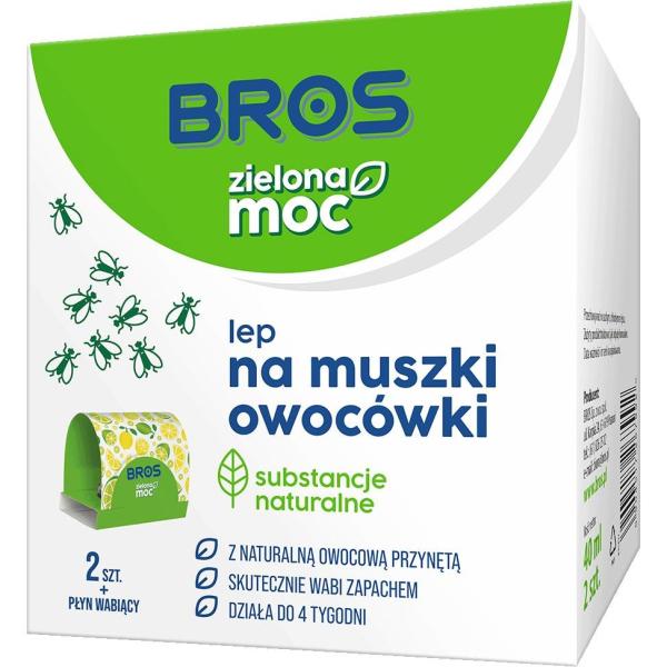 Bros Zielona Moc lep na muszki owocówki 2szt. + płyn
