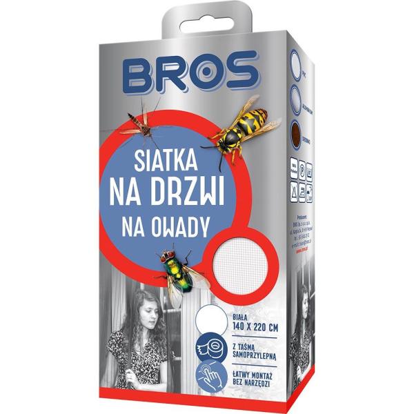 Bros moskitiera biała siatka na drzwi 220x140cm