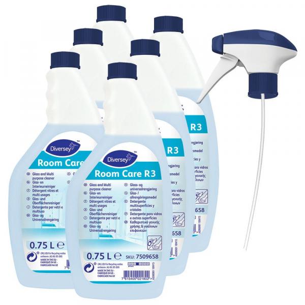 Diversey PAKIET Room Care R3 do mycia szyb 6x750ml + spryskiwacz