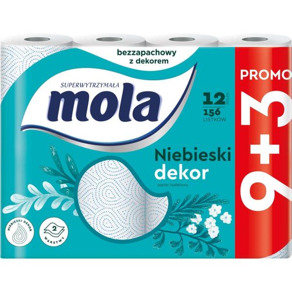 Mola Blue Dekor papier toaletowy 9+3 sztuki