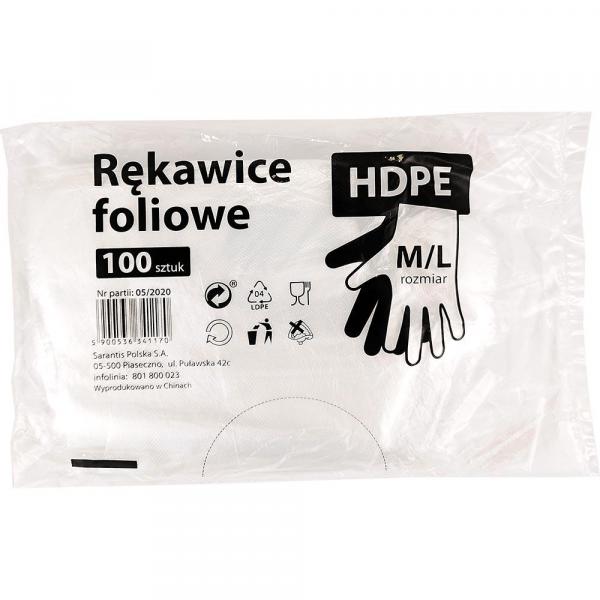 PP Rękawiczki foliowe HDPE „M/L” 100 sztuk
