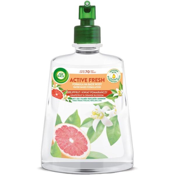 Air Wick Active Fresh automatyczny odświeżacz powietrza 228ml Grejpfrut i Kwiat Pomarańczy zapas 