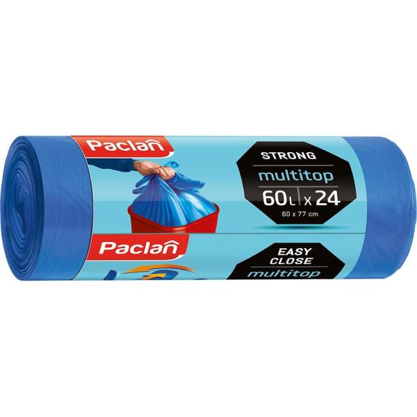 Paclan worki z uszami Multitop 60L/24szt. Niebieskie
