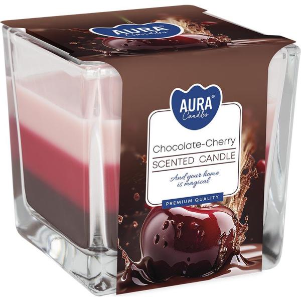 Bispol świeca zapachowa trójkolorowa Chocolate - Cherry