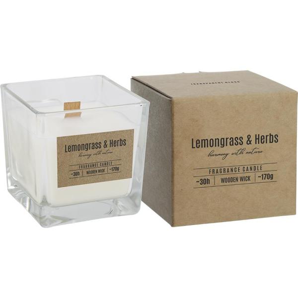 Bispol świeca z drewnianym knotem Lemongrass & Herbs zapachowa 