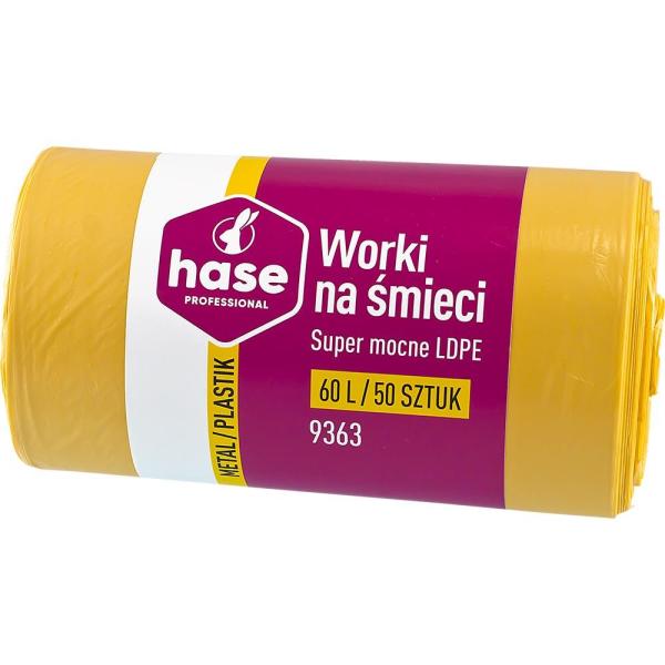 Hase worki LDPE 60l 50szt. żółte
