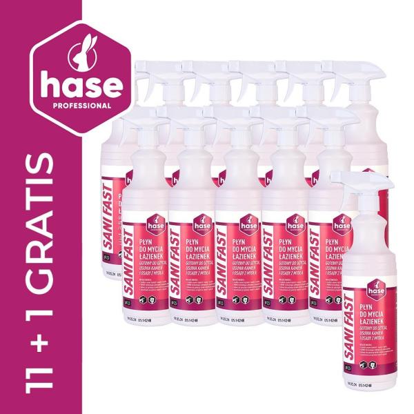 Hase Sani Fast Pakiet 11+1 płyn do mycia łazienek w sprayu 1L 9677