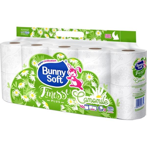 Bunny Soft papier toaletowy 3-warstwowy 10 rolek Finesse Camomile 