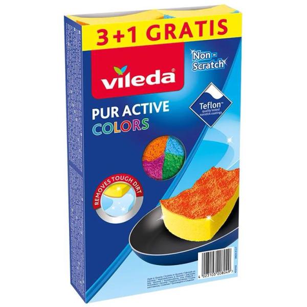 Vileda Pur Active Colors zmywaki kuchenne 4 sztuki
