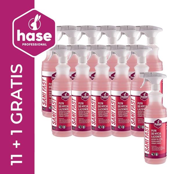 Hase Sani Fast Pakiet 11+1 GRATIS płyn do mycia łazienek w sprayu 1L 9677