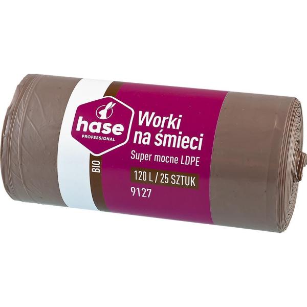 Hase worki LDPE 120L 25 sztuk brązowe
