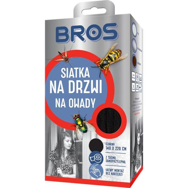 Bros moskitiera czarna siatka na drzwi 220x140cm