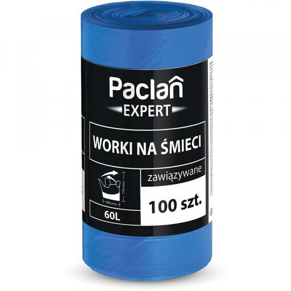 Paclan worki z uszami Expert 60L/100szt. Niebieskie
