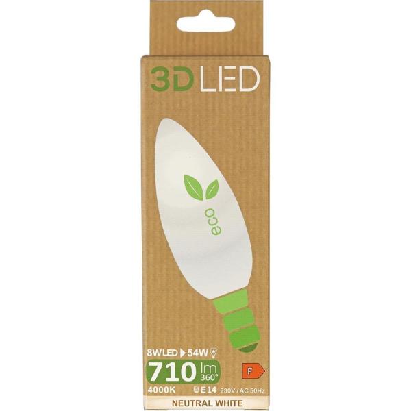 3D LED żarówka LED żarówka E-14 8W neutralna biała
