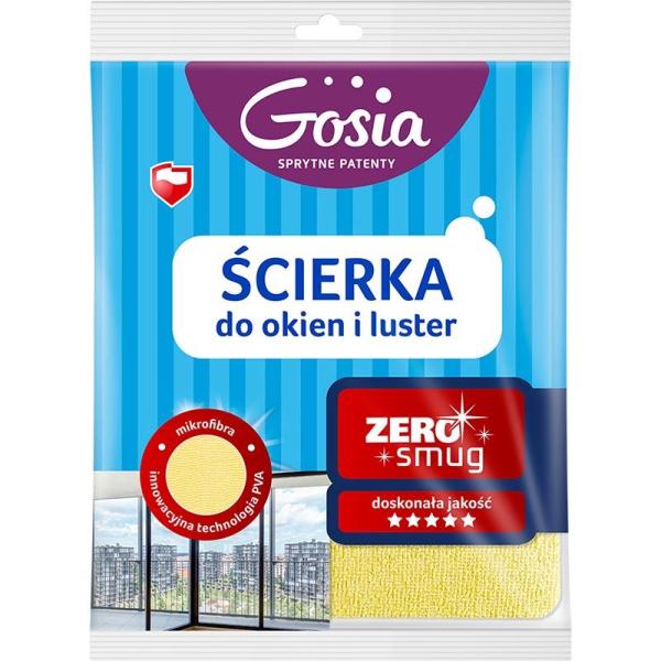 Gosia ścierka do okien i luster mikrofibra 29x29cm żółta
