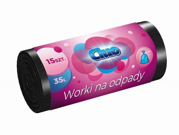 Cluo worki na śmieci 35l 15 szt. czarne ldpe